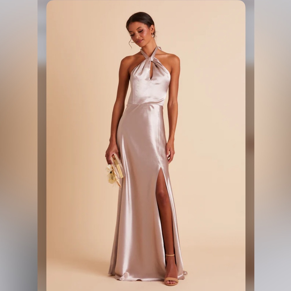 NWT Birdy Grey Shiny satin Taupe-Mónica Dress